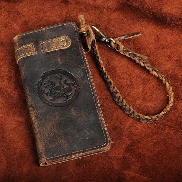 Mens Genuine Thick Leather Bifold Card Case Checkbook Organizer Wallet Purse Clutch Bag Handbag Anti-thieft