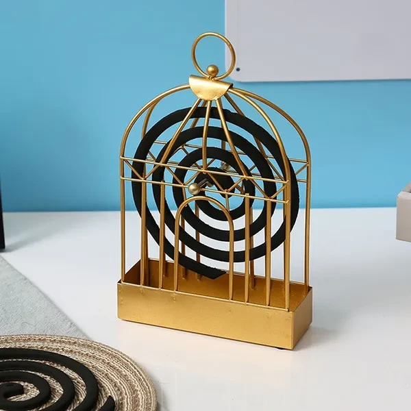 1PC Nordic Style Iron Art Birdcage Shape Mosquito Coil Holder Incense Holder Mosquito Repellent
