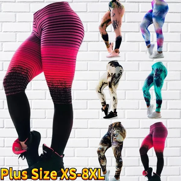 Yoga Leggings Ladies Fashion Printed Leggings Ladies Casual Pants Fitness Pants Ladies Sports Leggings Yoga Pants Plus Size XS-8XL