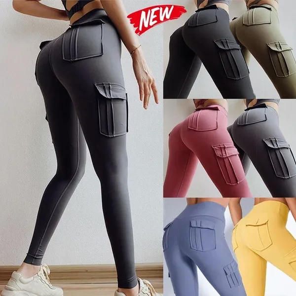 Yoga Pants with Pockets for Women High Waist Workout Running Fitness Pants Tummy Control Leggings for Women