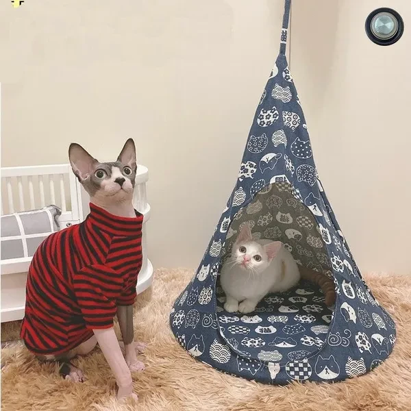 Pet hammocks, cat tents, removable hammocks, cone-shaped ventilated linen sponges pet hammocks, pet supplies, cat nests