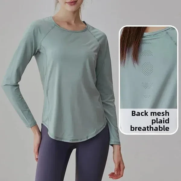 Women's Quick-Dry Long Sleeve Workout Top, Breathable Slim Fit Running and Yoga Shirt, Lightweight Loose Sports Tee