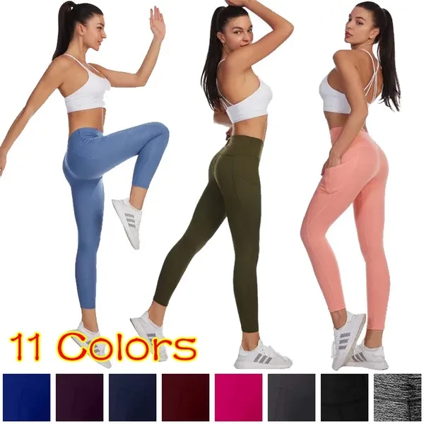 Women's High Waist Leggings Pants Leisure Stretch Feet Pencil Pants Sports Gym Slim Fit Trousers