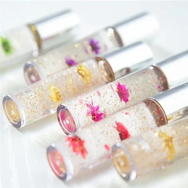 1pcs Flower Temperature Color Change Lip Gloss Crystal Transparent Moisturizing Lip Oil Lipstick