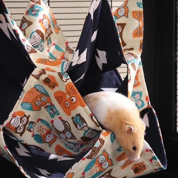1pc Hamsters Print Hammock Hideout Bed Hanging Tree Bed Cage Accessories Warm AntiScratching Sleep Bed for Ferrets Squirrels 6 optional style ERA