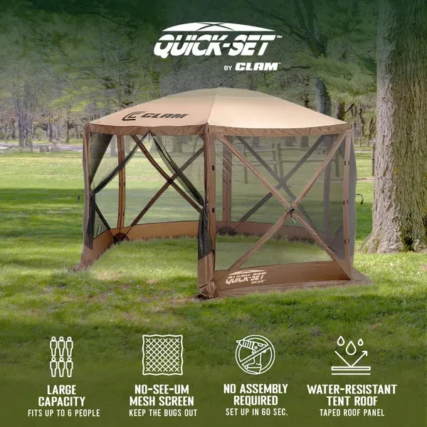 CLAM Quick-Set Escape Portable Outdoor Gazebo Canopy, Brown (Open Box)