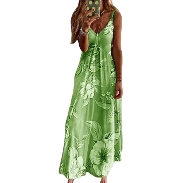 Plus size 3XL Women Summer Floral Maxi long sundress Hot Fashion Sleeveless V Neck Casual Dress Vocation Femme Beachwear Clothes